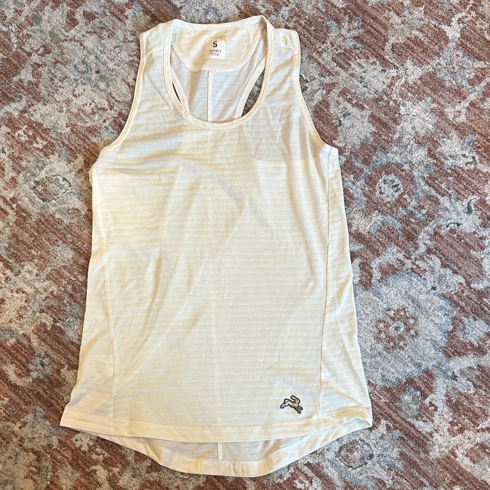 Tracksmith Yellow White Stripe Tank
